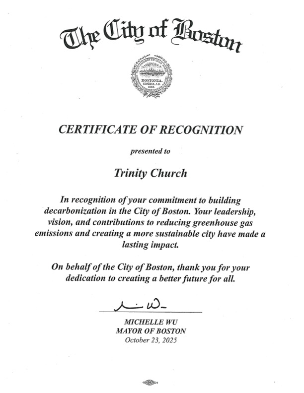 Certificate Of Recognition Decarbonization BERDO Feast 10.2025